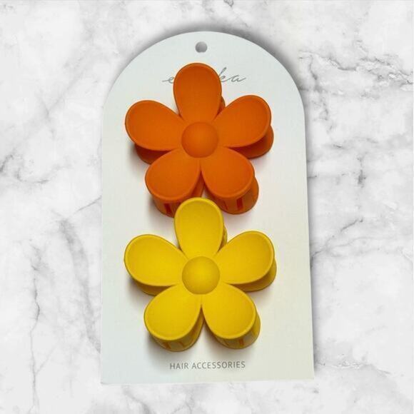 Ettika Hair Accessories Large Orange and Yellow Flowers Clips Brand new - Picture 1 of 3